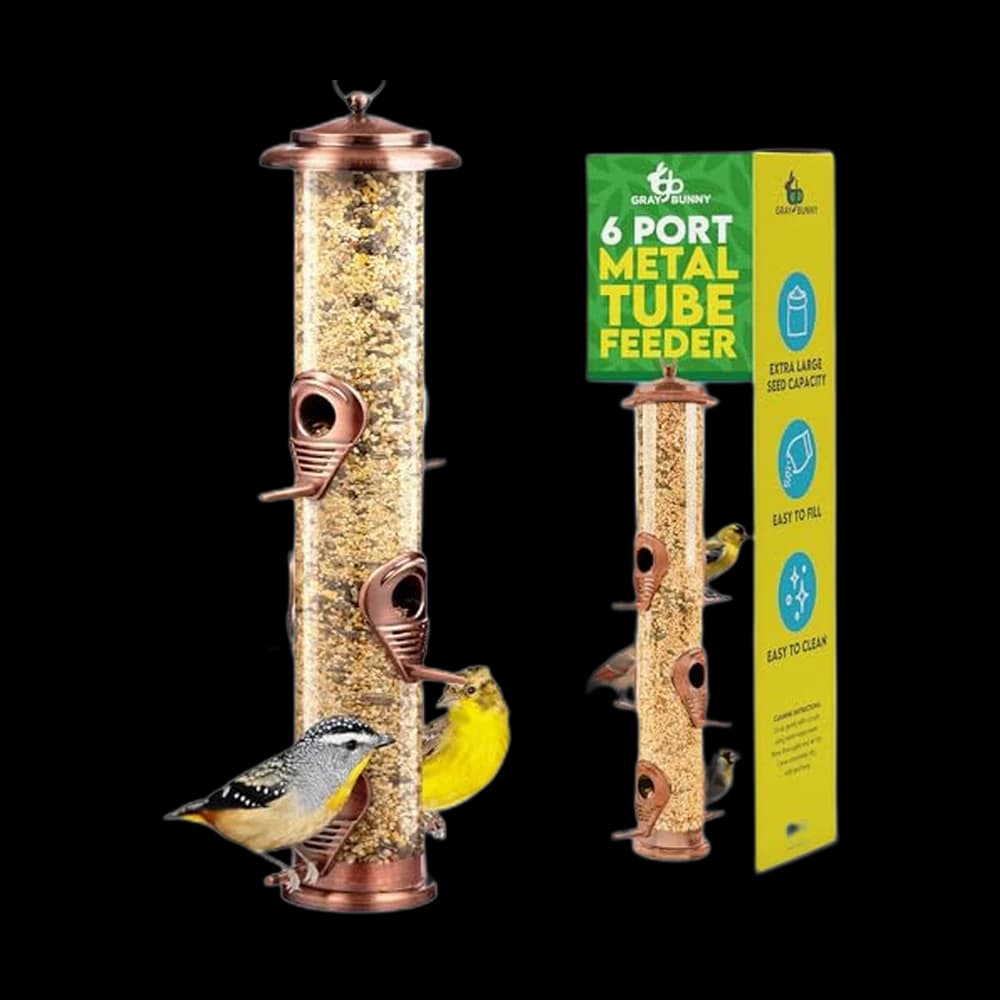 Bird Feeder for Outdoors (Brushed Metal Copper) Hanging Bird…